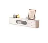 Centre De Divertissement 200CM Centre de Divertissement Rustique en Bois Massif, Meuble Blanc Bas au Sol pour Salon Domestique, Mobilier Rangement Également Adapté aux Hôtels Meubles TV Pour Le Salon