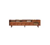 Centre De Divertissement 200CM Console Vintage Bois Massif et Verre, Meuble de Rangement pour Salon Domestique, Adapté aux Hôtels Maisons d'Hôtes Meubles TV pour Le Salon