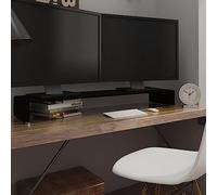 Centre de divertissement, meuble TV, meuble de rangement, rehausseur d'écran, en verre, noir, 120 x 30 x 13 cm, pour salon, chambre à coucher, etc