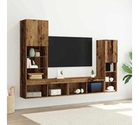 Centre de Divertissement TV à LED en Bois d'Ingénierie avec Éclairage Intégré et Style Rustique pour Salon Moderne ou Traditionnel | Meuble de Rangement