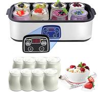 Centre de fermentation intelligent de 1400mL : yaourtière et fromagère 8 tasses avec thermostat numérique (minuterie 0-48H) - appareil probiotique avec écran LCD