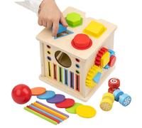 Centre de jeux omni-interactif : carrousel avec outils pour , sélecteur de formes géométriques, perles cinétiques, coffre de découverte, centre de coordination œil-main | Instrument