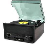 Centre de musique rétro avec télécommande, lecteur CD, radio DAB et FM, lecteur vinyle et cassette, fente USB MP3, fonction de numérisation pour les amateurs d'audio vintage