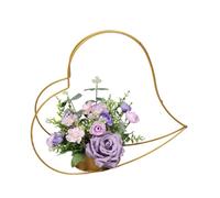 Centre de panier doré, centres de centre de table en métal géométrique,Paniers de mariage en fer en forme de cœur - Présentoir de fleurs pour les anniversaires de la Saint-Valentin