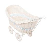 Centre de poussette pour bébé, panier de magasin tissé, parcours en imitation rotin rustique à quatre roues | Rangement de lumière esthétique pour la décoration intérieure, les sorties