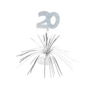 Centre de table - 20 Ans - Argenté brillant - PVC - 25 cm - Décoration de fête