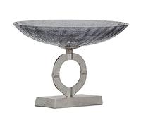 Centre de Table 33 x 33 x 24 cm Verre Gris Métal Argent