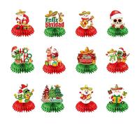 Centre de Table 3D Noël, Lot de 8/9/10/12 Decorations en Papier, pour Fete | Effet Visuel 3D, Montage par Bande Adhésive, Impression Recto Verso, Format 15 cm, Structure Alvéolaire Stable