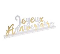 Santex Centre de table Lettre «Joyeux Anniversaire» Bois blanc et or métallique 33,5×12 cm REF 6644