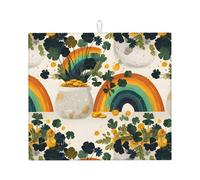 Centre de table avec tapis de séchage de cuisine imprimé arc-en-ciel avec design réversible, adapté à tout comptoir de cuisine