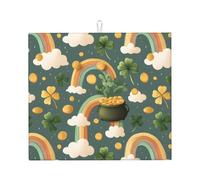 Centre de table avec tapis de séchage de cuisine imprimé arc-en-ciel avec design réversible, adapté à tout comptoir de cuisine