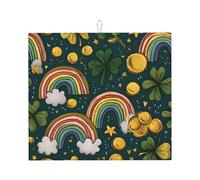 Centre de table avec tapis de séchage de cuisine imprimé arc-en-ciel avec design réversible, adapté à tout comptoir de cuisine