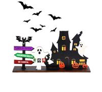 Centre de table d'Halloween - Décorations de table d'Halloween | Décoration d'enseigne en bois de | Panneaux effrayants de Boo, mignons panneaux en bois pour tables de plateau d'escalier