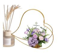 Centre de table doré - Panier de fleurs élégant en fer en forme de cœur - Décoration florale pour Noël, festival du printemps