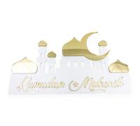 Centre de Table Eid Mubarak. Déco Ramadan. Décoration de Table Ramadan Mubarak. Mosquée Verre Acrylique 4mm Or, Agent, Blanc, Noir, Bois. Ramadan décoration Table.