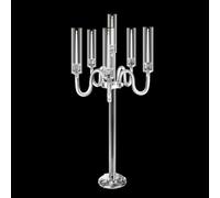 Centre de table en acrylique pour tables, 95 cm de haut, bougeoir à 6 bras en acrylique pour bougies LED coniques, bougeoir transparent pour centre de table de mariage, fête, événement, réception