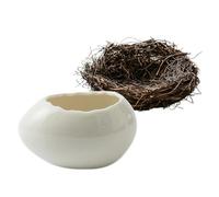 Centre de table en céramique avec coquille d ' œuf blanc, pièce de service pour salade, fruits, dessert, collation, décoration d ' intérieur, bol en coquille d ' œuf, serveur en céramique, décoration