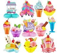 Centre de table en forme de crème glacée, nid d'abeille, centre de table, chariot de glace, glace, glace, centre de table pour fête prénatale, fête d'anniversaire, fournitures de décoration