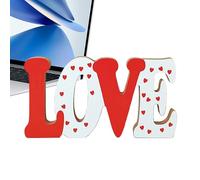 Centre de table en forme de lettre - Décoration de table en bois rouge pour la Saint-Valentin, décoration romantique, pièce artistique légère avec détails sculptés précis pour créer une vis