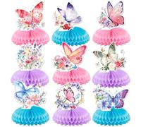 Centre De Table en Nid d'abeille Papillon,Decoration de Table Anniversaire | 9 Pièces Décorations De Fête des Mères en Nid d'abeille,pour Fête des Mères,Mariage,Anniversaire,Thé Printanier Vintage