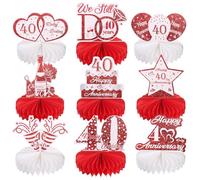 Centre de table en nid d'abeille pour 40e anniversaire de mariage, décoration de table en nid d'abeille pour anniversaire de mariage avec diamant rouge
