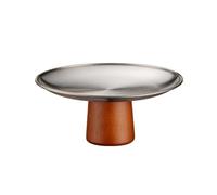Centre de table fruits Plateau à fruits en acier inoxydable, plateau gâteaux, base bois, robuste, for présenter les desserts, décoration de table et ornements for la maison(Petit)