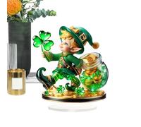 Centre de table garçon - Figurine de trèfle vert plat 2D à collectionner - Objets de collection décoratifs en acrylique pour garçon, figurine de leprechaun amusante pour la maison, le studio, le