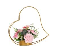 Centre de table géométrique de mariage - Vase à fleurs doré pour centre de table - Paniers de fleurs en fer en forme de cœur pour mariage - Présentoir de fleurs pour anniversaires, Saint-Valentin