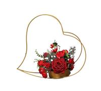 Centre de table géométrique de mariage - Vase à fleurs doré pour centre de table - Support de vase en fer en forme de cœur - Rangement pour bouquet de fleurs pour la décoration de table à la maison