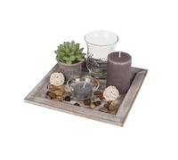 Centre de Table Homania - Candles & Garden - Bougeoirs en céramique - Blanc, violet et vert