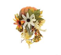 Centre de table imitation citrouille avec éléments de feuilles naturalistes conçus pour les tables de saison des récoltes pendant Halloween et Thanksgiving (C)