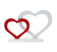 Centre de table - JOUR DE FETE - Saint-Valentin - Bois - Rouge et Blanc - 22 cm