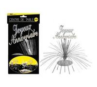 Centre De Table Joyeux Anniversaire Holographique - Argent Gris G