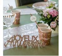 Centre de table lettre Joyeux Anniversaire rose gold avec paillettes (x1) REF/7590
