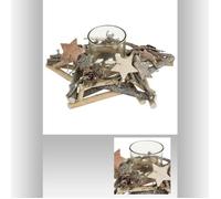 Centre de table mini buches en forme d'étoile 137157BO - En bois - 1 photophore pour bougie chauffe-plat