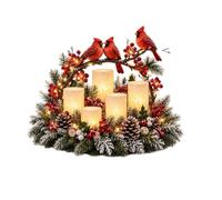 Centre de Table Noel avec Bougies LED et Figurine Cardinal pour Fête | Charmant Centre de Table Noel Festif avec Bougie LED, Décoration d'Intérieur pour Cheminée et Cadeaux de Fête
