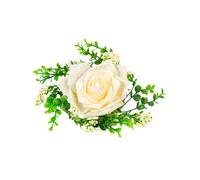 Centre de table rose et feuillage ivoire 18 cm