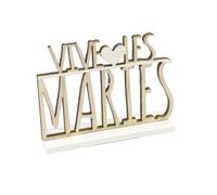 CENTRE TABLE BOIS VIVE LES MARIÉS 8.5X11.8X3CM Beige, Ivoire, Crème, Écru, Naturel, Taupe