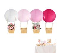 Centres de lanternes avec ballon à air chaud, lanternes en papier ballon à air chaud | Lanternes en papier Boîtes à bonbons en bois avec bâtons | Boîte à bonbons de table créative pour