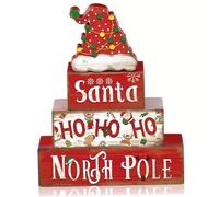 Centres de table de Noël pour tables 4 pièces/lot blocs décorations Noël en bois, panneau table rustique, décor plateau à plusieurs niveaux pour la maison, la ferme, le bureau, le caf