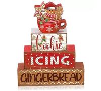 Centres de table de Noël pour tables 4 pièces/lot blocs d'ornements Noël en bois, panneau table rustique, décor plateau à plusieurs niveaux pour la maison, la ferme, le bureau, le café