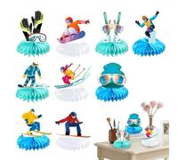 Centres de table en nid d'abeille de ski - 9 pièces - Décoration thème sports d'hiver - Décorations d'hiver pour anniversaire - Pour maison, table, bureau, étagère