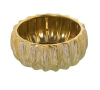CENTRO CERÁMICA ø26CM ORO RAYADO BLANCO_°26X12CM