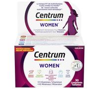 CENTRUM Women - Multivitamines et Minéraux pour Femme - Vitamine D, C, B12, B7, Fer & Zinc - Complément Alimentaire Fatigue, Immunité & Peau, Cheveux, Ongles - 30 Comprimés - 1 Mois