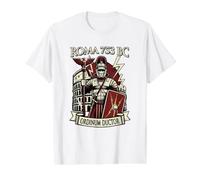 Centurion Romain avec Casque Militaire Rome Art Grunge T-Shirt Graphique avec Valeur, Homme, Blanc, M