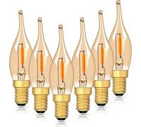 Century Light Ampoules LED Basse Puissance E14 SES en Forme de Flamme 0,7W | équivalent à 7W Ultra Chaudes 2200K Pour Lampe de Sel et Lustres,Vintage Chandelier Veilleuse,Lampes Décoratives 6 pièces