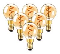 Century Light Lot de 6 ampoules LED E14 vintage à filament, G40 1,5 W, remplace les ampoules à incandescence de 15 W, culot à vis E14, blanc ultra chaud 2200 K, verre doré/ambré pour éclairage