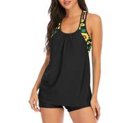 Century Star Tankini pour femme - Maillot de bain ventre plat - Maillot de bain avec maillot de bain deux pièces push-up - Grandes tailles, Jaune tournesol, 42-44