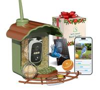 Centvicam Mangeoire intelligente pour oiseaux avec caméra, vidéo HD 2K avec panneau solaire, identifie plus de 1 1000 oiseaux pour l'extérieur, cadeau d'observation des oiseaux, vert