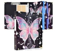 Cenvialuxy Classeur A4 3 Anneaux, 2 en 1 Porte Document avec Bloc, Dossier Rangement Documents avec Fiche Bristol, Classeur Rigide Dos 40 mm pour Stocker, Classer (Papillon)